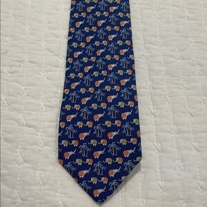 Ferragamo Blue Tie with Elephant Print